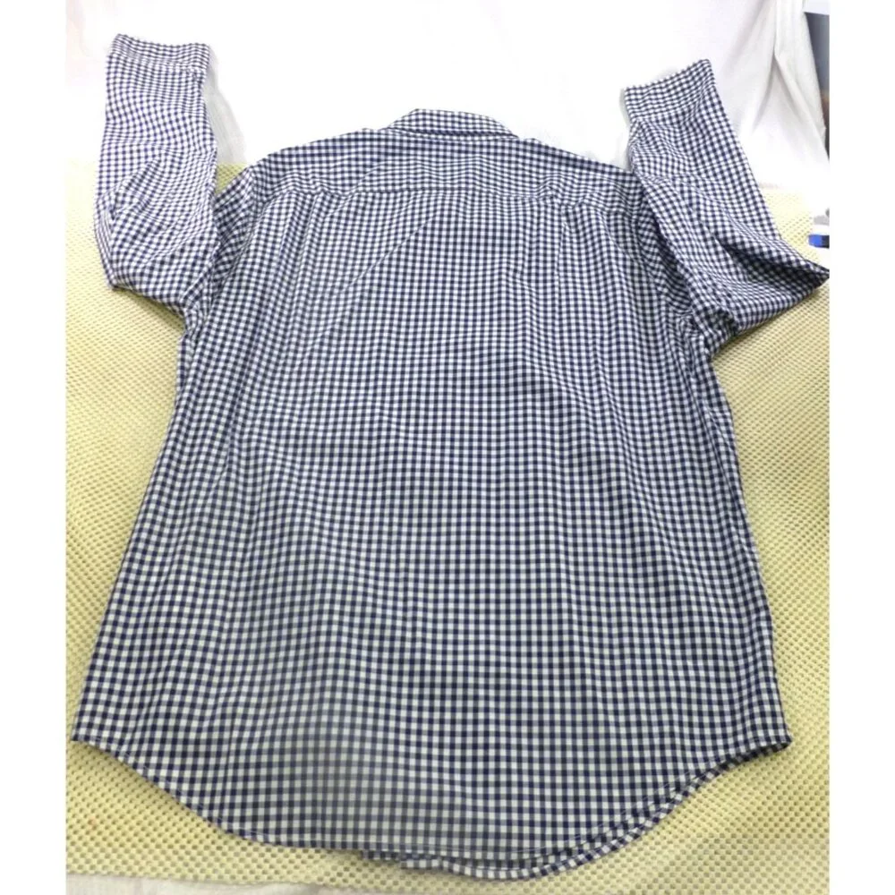 Abercrombie & Fitch Navy Blue‎ Gingham Check Button Down Casual Shirt Xxl Preppy